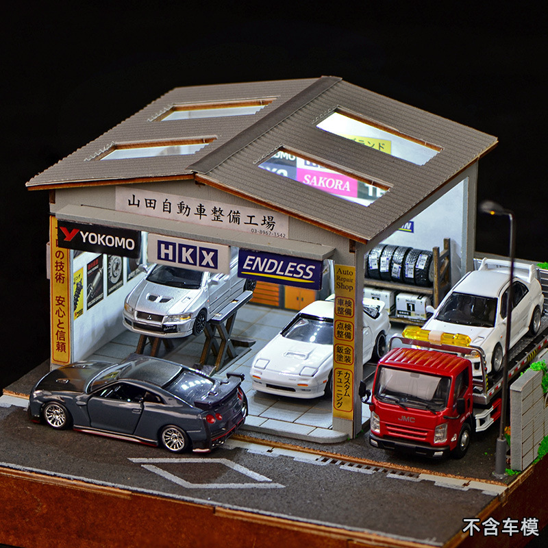 Model Kit Display - Kit Diorama Bengkel Perbaikan Mobil Skala